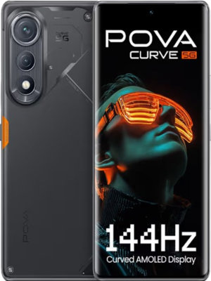 Tecno Pova Curve smartphone with curved 6.78-inch AMOLED 144Hz display and dual 64MP + 2MP rear cameras